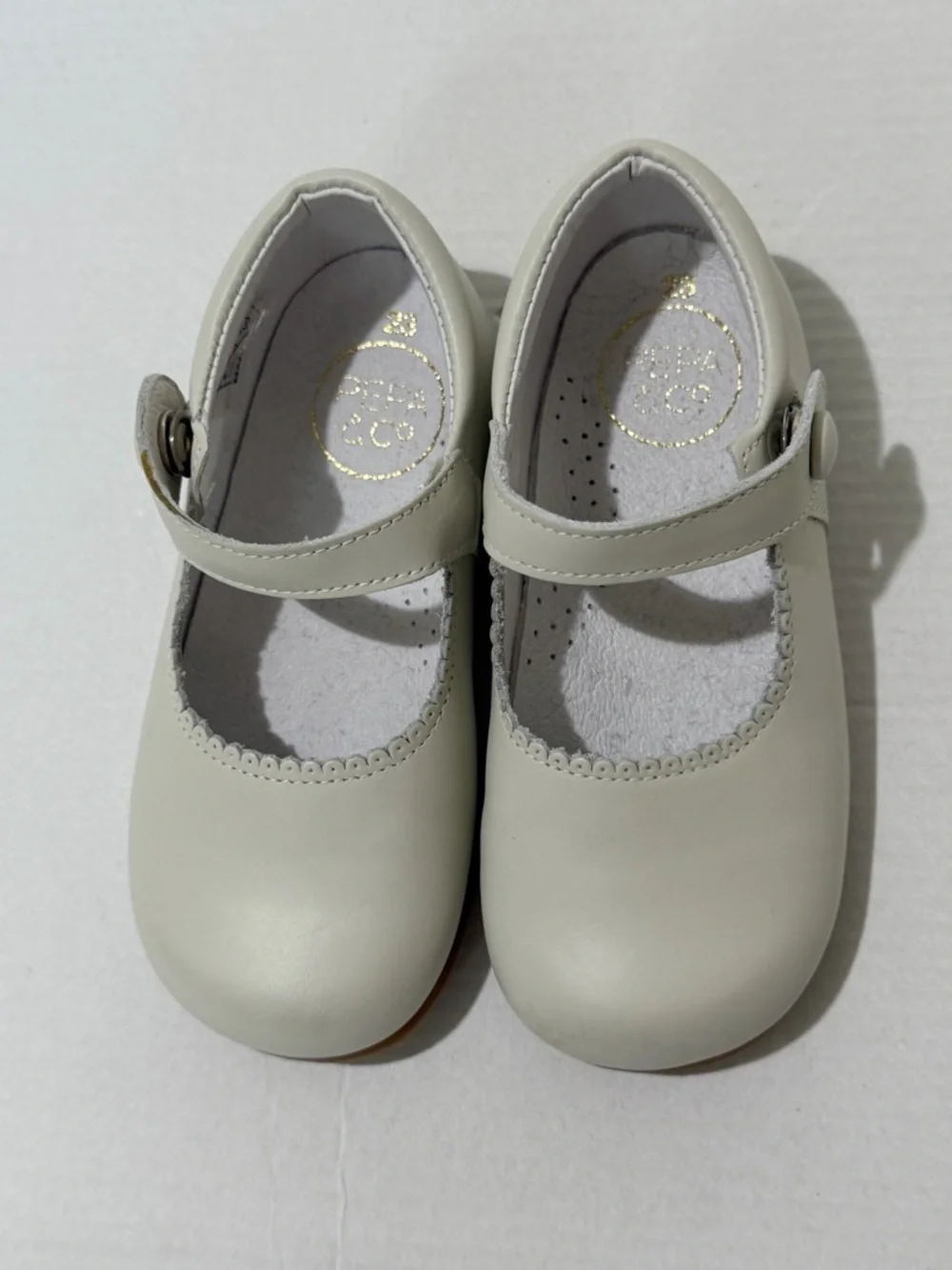 Peppa London Ivory Mary Jane Leather Baby Shoes Size 23 EU US 7 NWOT